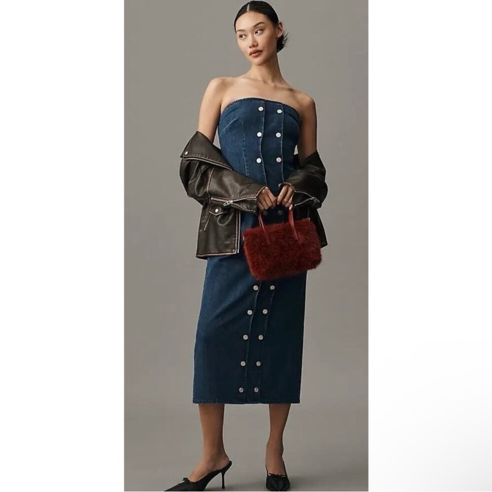 Mare Mare x Anthropologie Strapless Denim Midi Dress XL  NWT